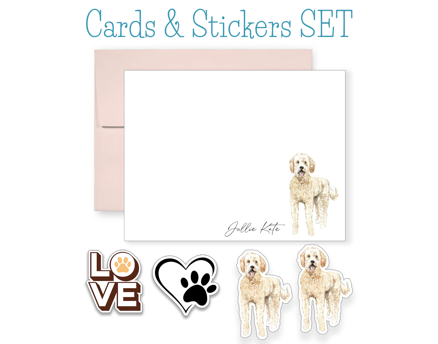 Goldendoodle Folded Note Cards and Stickers