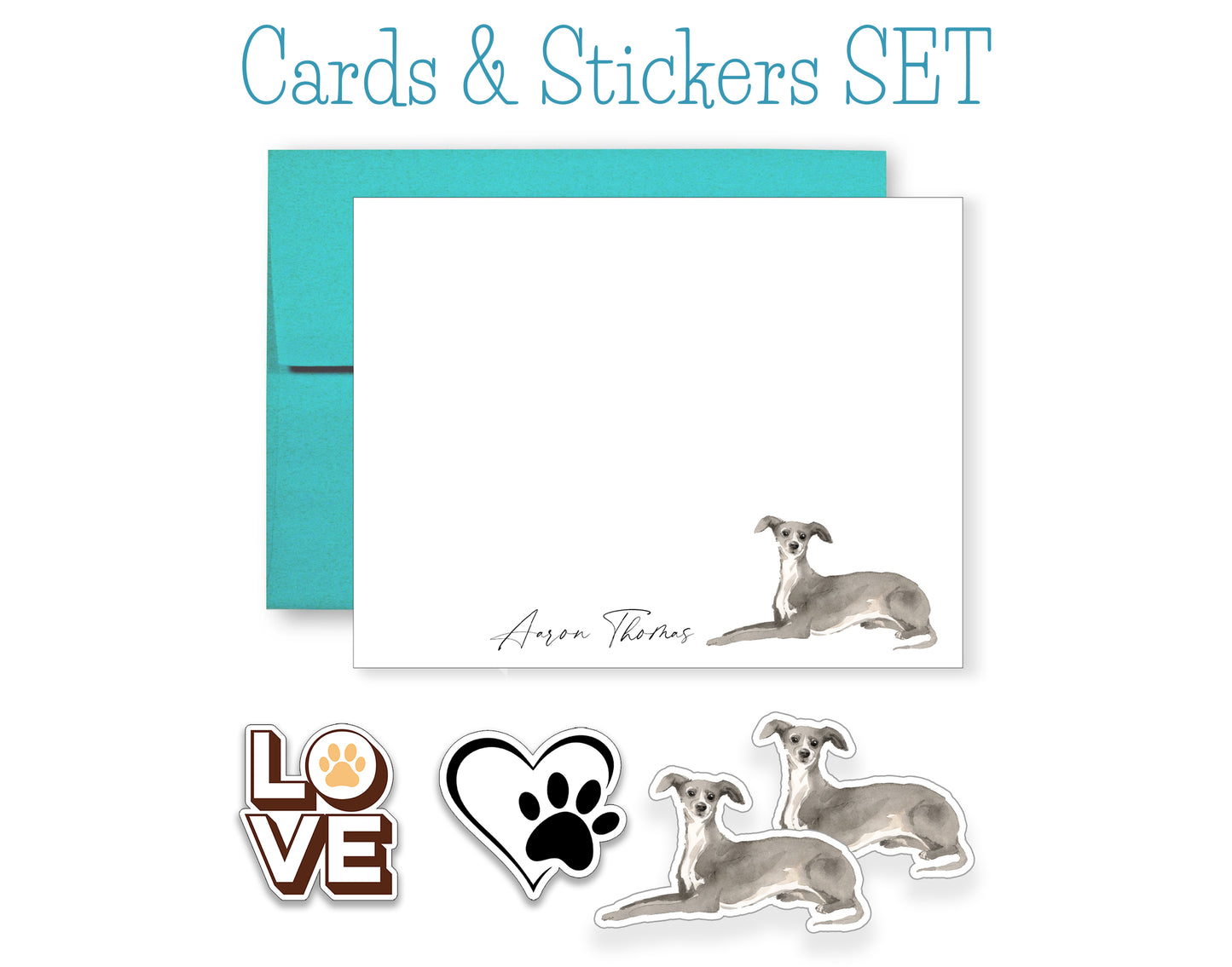 Greyhound Folded Note Cards and Stickers