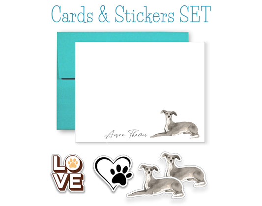 Greyhound Folded Note Cards and Stickers