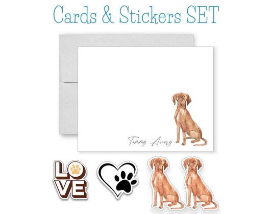 Hungarian Vizsla Folded Note Cards and Stickers