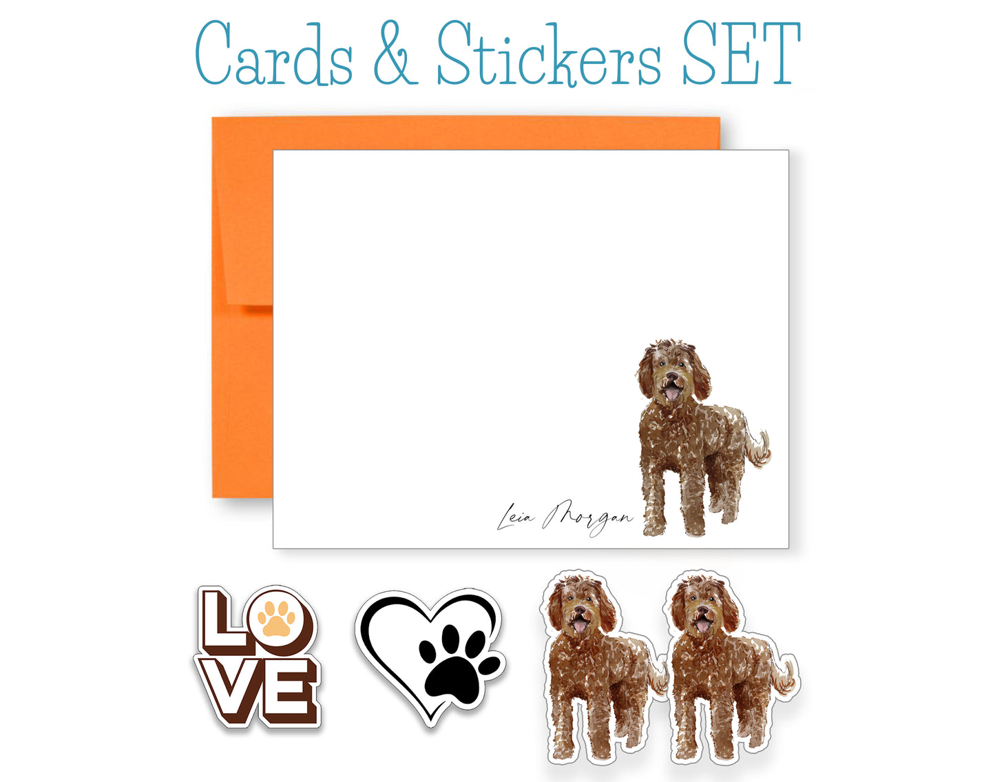 Labradoodle Folded Note Cards and Stickers
