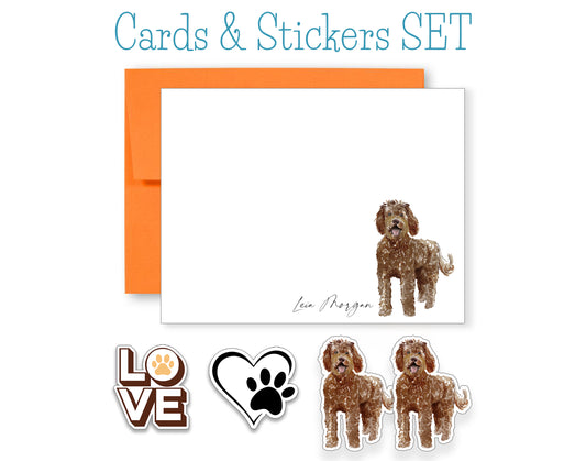 Labradoodle Folded Note Cards and Stickers