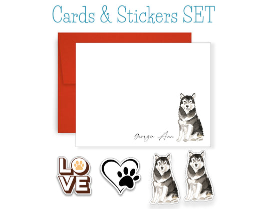 Malamute Folded Note Cards and Stickers
