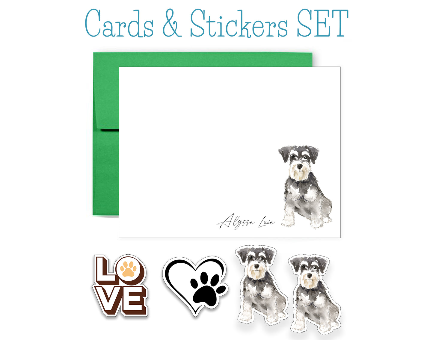 Schnauzer Folded Note Cards and Stickers