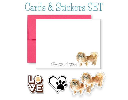 Pekingese Folded Note Cards and Stickers