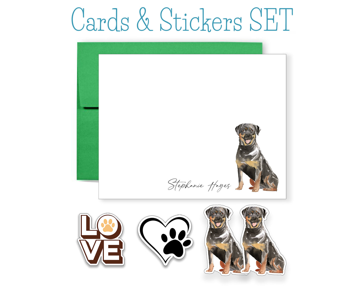 Rottweiler Folded Note Cards and Stickers