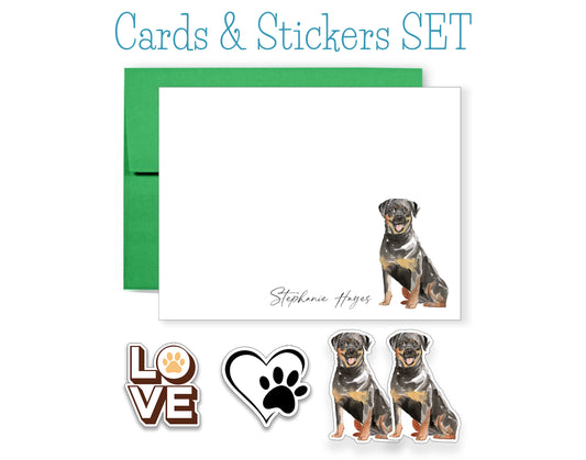 Rottweiler Folded Note Cards and Stickers