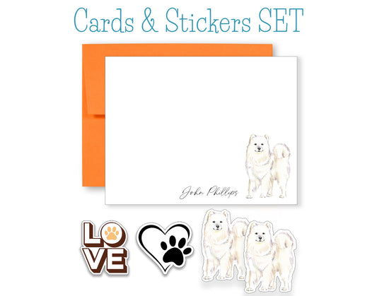 Samoyed Folded Note Cards and Stickers