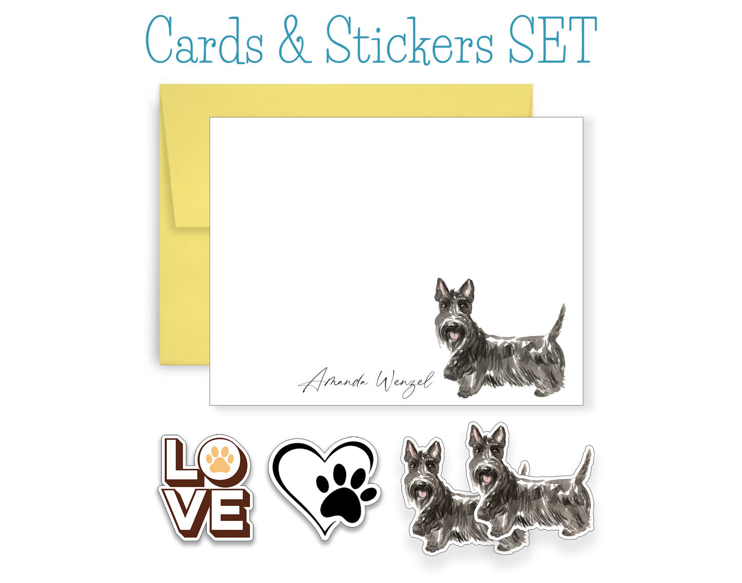 Scottish Terrier Folded Note Cards and Stickers