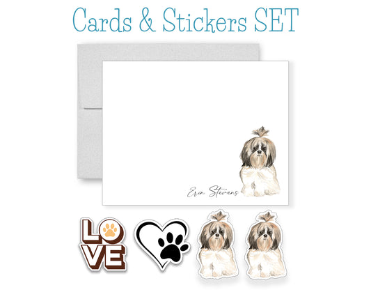 Shih Tzu Folded Note Cards and Stickers