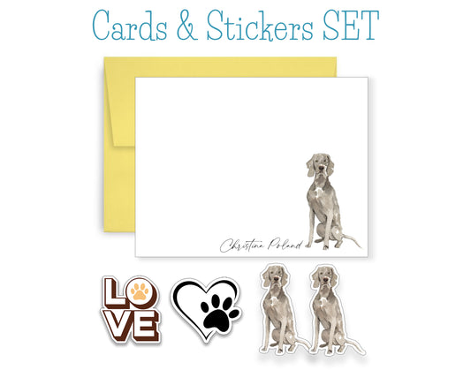Weimaraner Folded Note Cards and Stickers