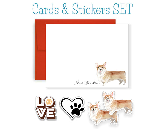 Welsh Corgi Folded Note Cards Stickers