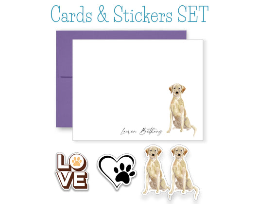 Yellow Labrador Folded Note Cards and Stickers