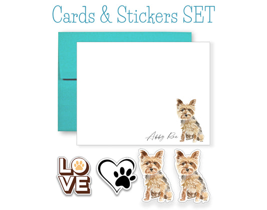 Yorkshire Terrier Folded Note Cards and Stickers