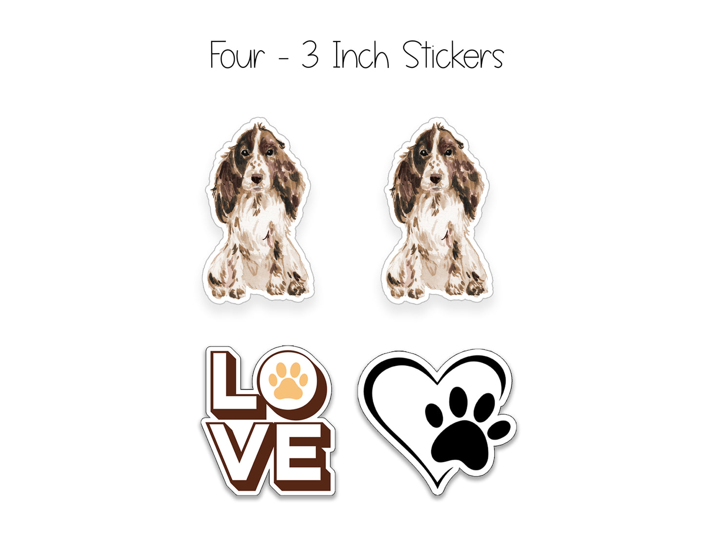 Red and White Cocker Spaniel Folded Note Cards and Stickers