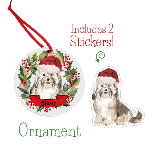 Havanese Dog Christmas Ornament and Stickers
