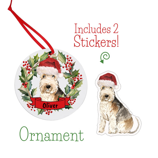 Lakeland Terrier Dog Christmas Ornament and Stickers