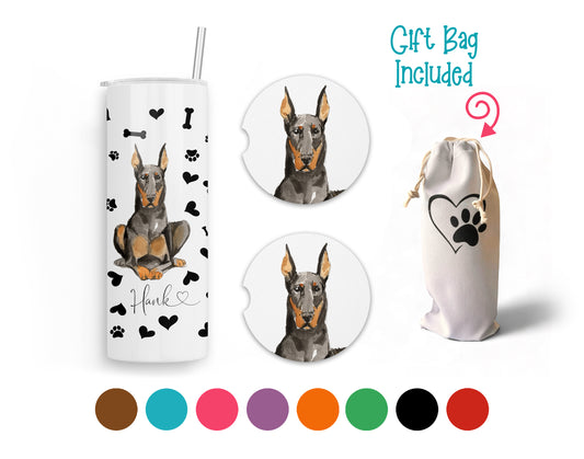 Doberman 20 oz Tumbler and Coaster