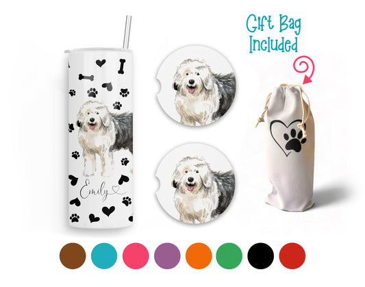 Old English Sheepdog 20 oz Tumbler and Coaster
