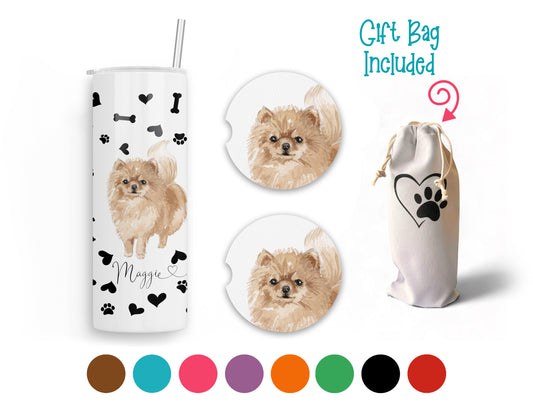 Pomeranian 20 oz Tumbler and Coaster