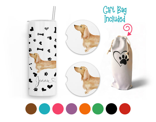 Blonde Dachshund 20 oz Tumbler and Coasters