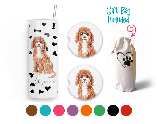 Cavapoo 20 oz Tumbler and Coaster