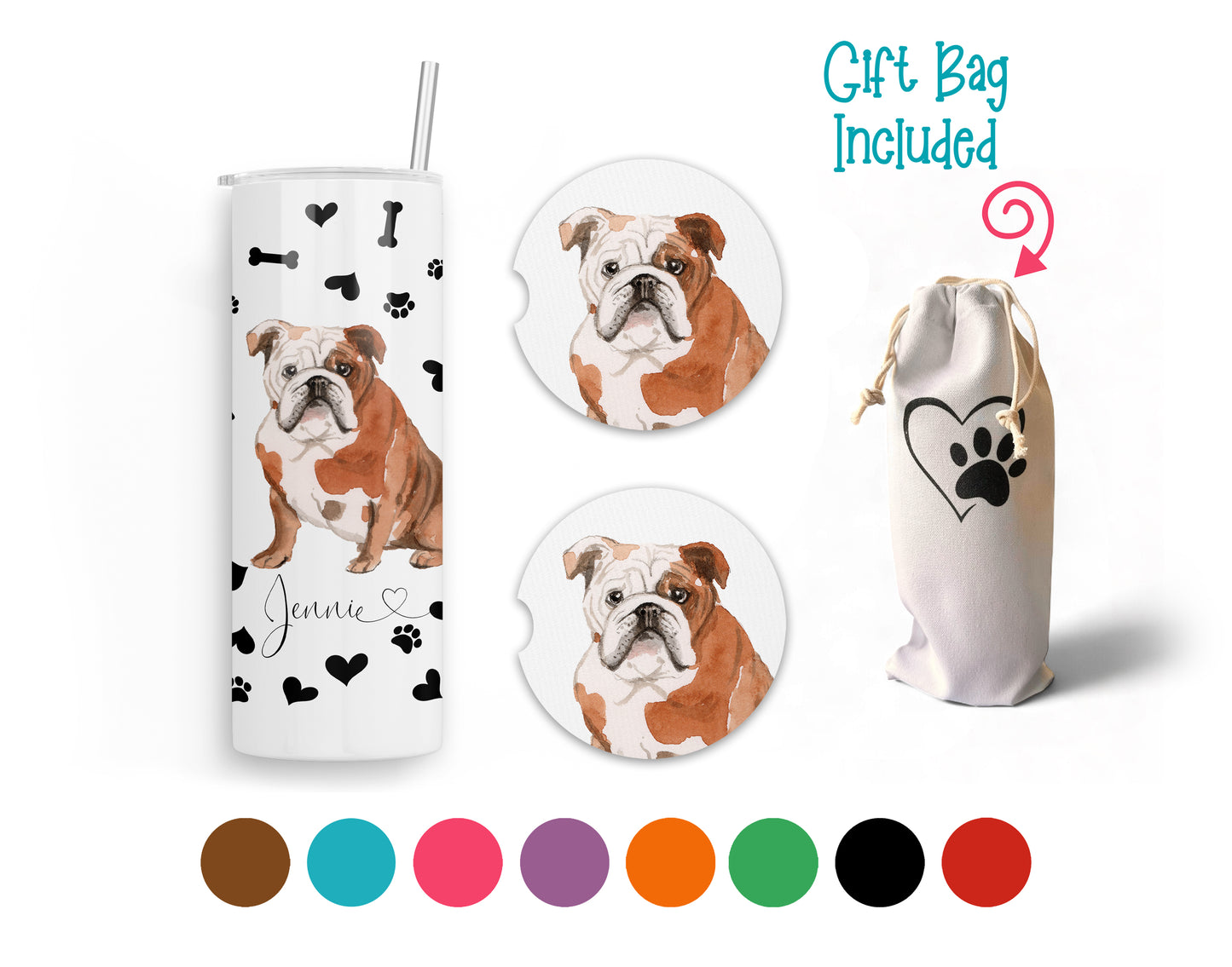 English Bulldog 20 oz Tumbler and Coaster
