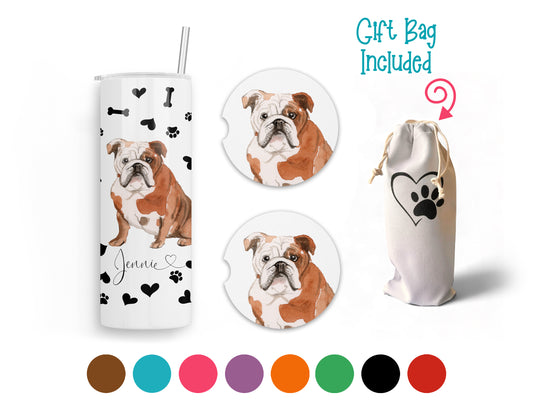 English Bulldog 20 oz Tumbler and Coaster