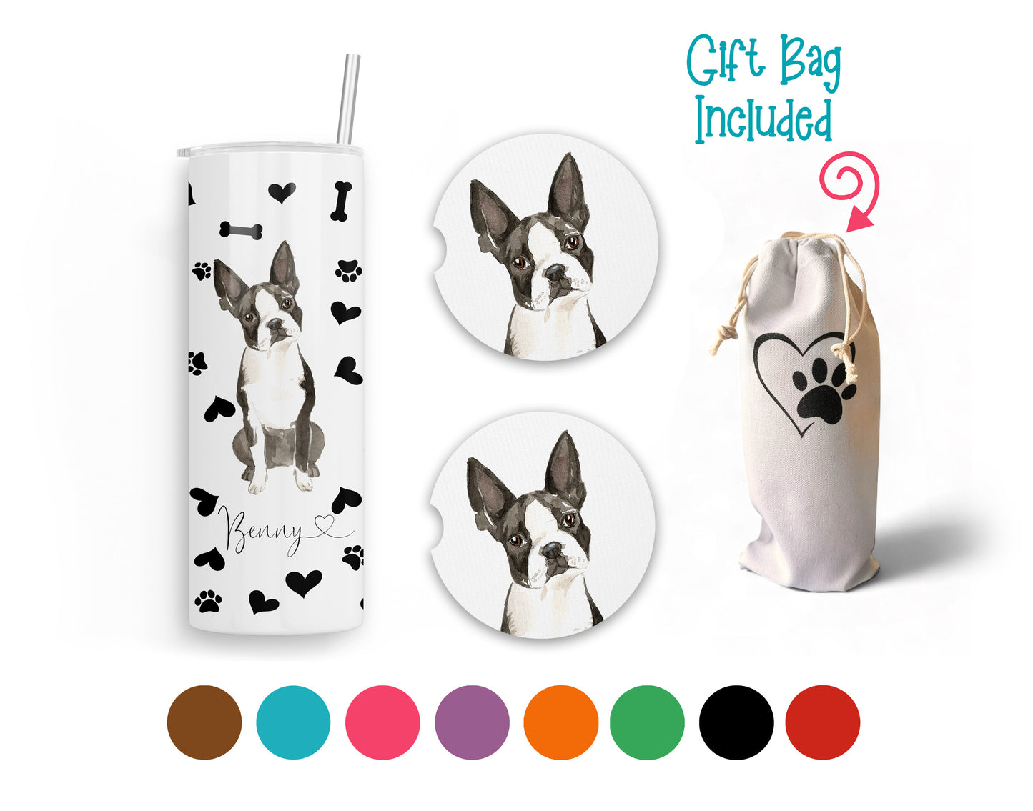 Boston Terrier 20 oz Tumbler and Coaster