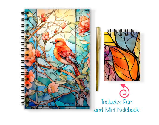 Stained Glass Soft or Hard Cover Notebook and Pen Set