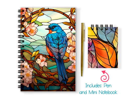 Stained Glass Soft or Hard Cover Notebook and Pen Set