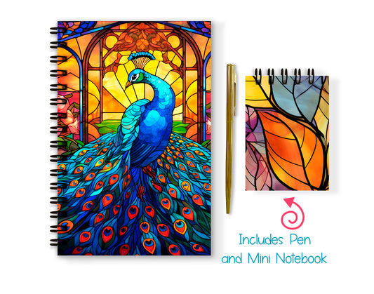 Stained Glass Soft or Hard Cover Notebook and Pen Set