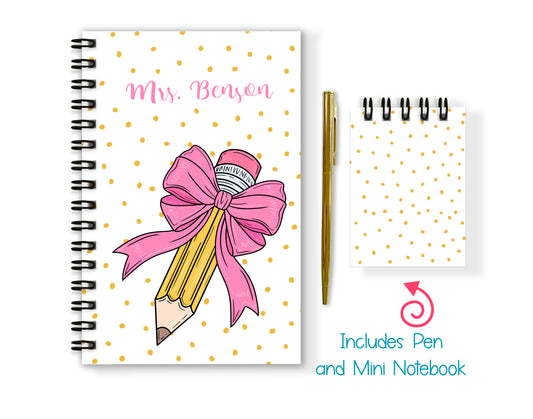 Teacher Soft or Hard Cover Notebook and Pen Set