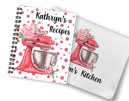 Mixer and Roses Recipe Book and Towel