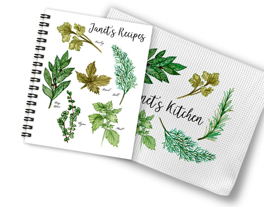 Herbs Recipe Book and Towel