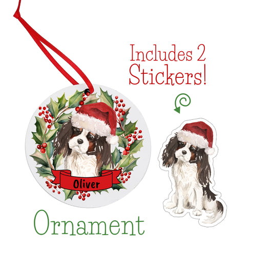 Cavalier King Charles Spaniel Christmas Ornament and Stickers