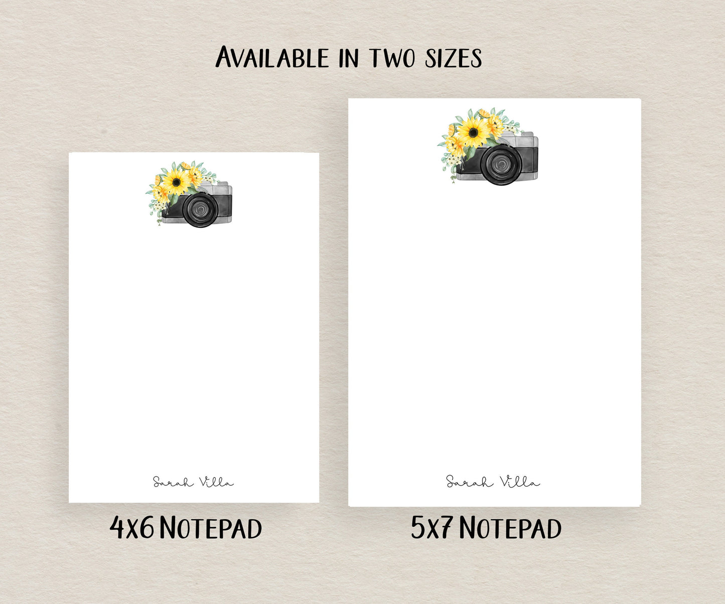 Camera and Flowers Notepad, Card and Stickers