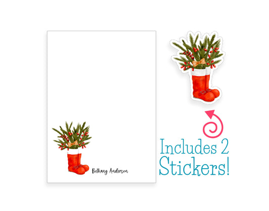Christmas Santa Boot Notepad and Stickers