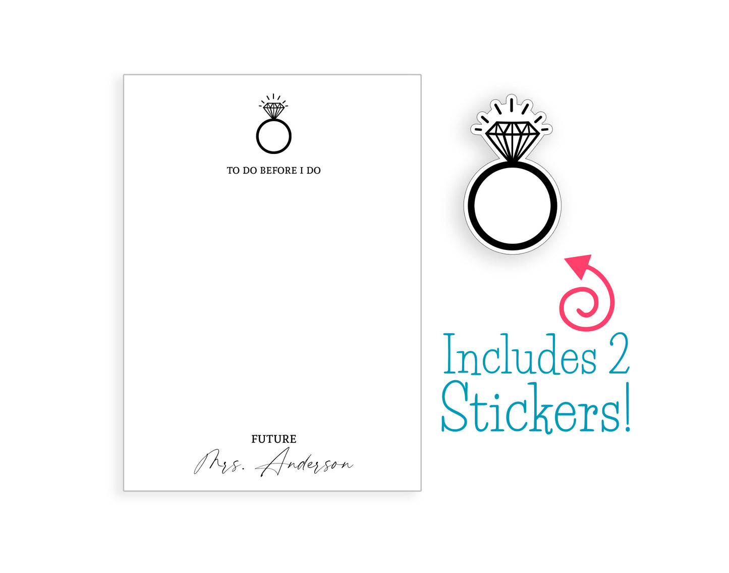 Bride Notepad and Stickers
